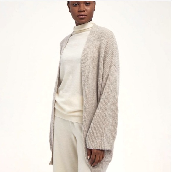 NEIMAN MARCUS cozy cashmere oatmeal belted cardigan sweater PREMIUM QUALITY sz S - Picture 3 of 8